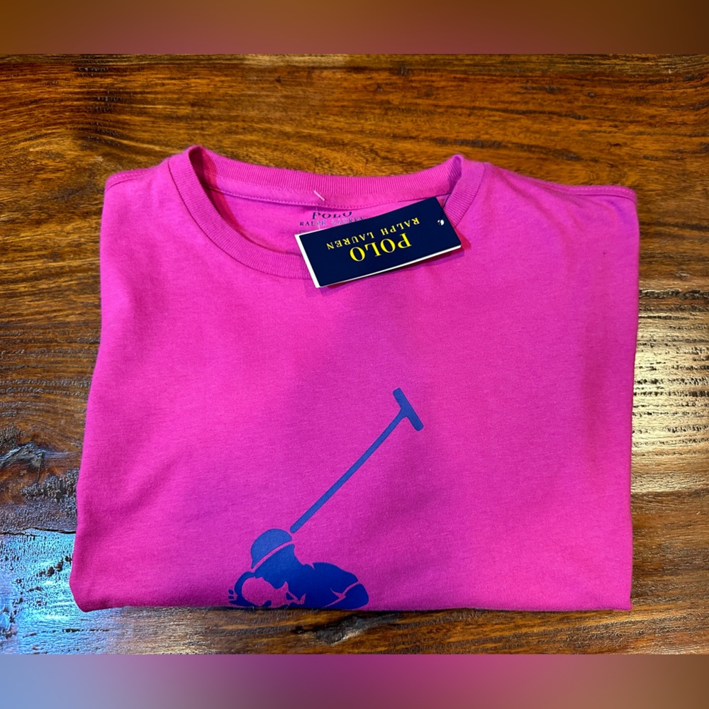 NWT! Polo Ralph Lauren T Shirt Men's Size S Giant Pony Classic Fit Pink Fuschia - Picture 5 of 8